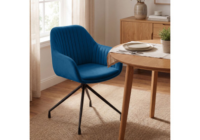 Ensemble de 2 chaises de salle à manger Novanis en velours bleu foncé