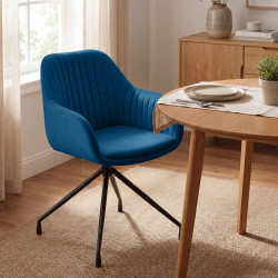 Ensemble de 2 chaises de salle à manger Novanis en velours bleu foncé