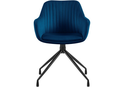 Ensemble de 2 chaises de salle à manger Novanis en velours bleu foncé
