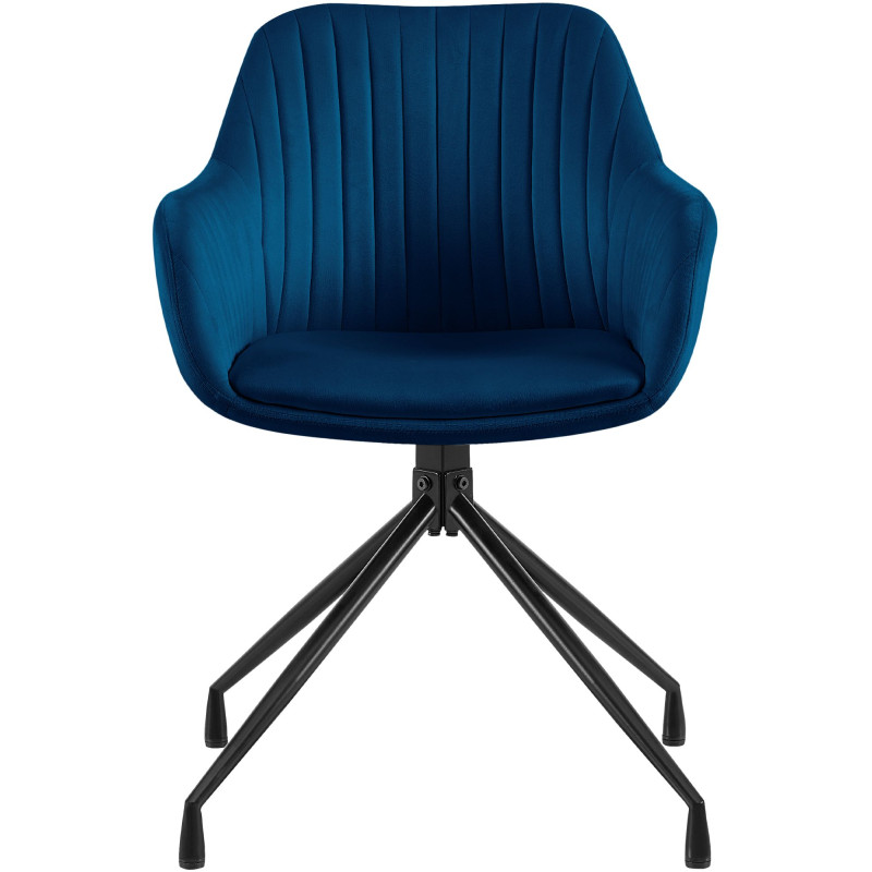 Ensemble de 2 chaises de salle à manger Novanis en velours bleu foncé