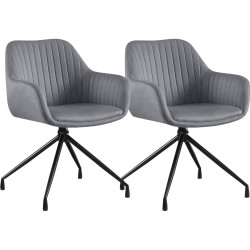Ensemble de 2 chaises de salle à manger Novanis en velours gris foncé