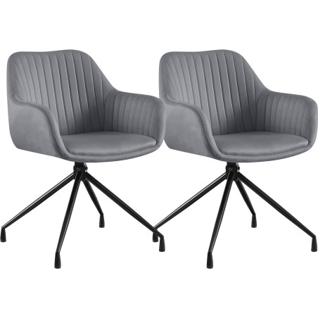 Ensemble de 2 chaises de salle à manger Novanis en velours gris foncé