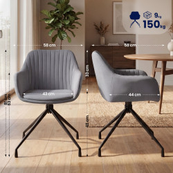 Ensemble de 2 chaises de salle à manger Novanis en velours gris foncé