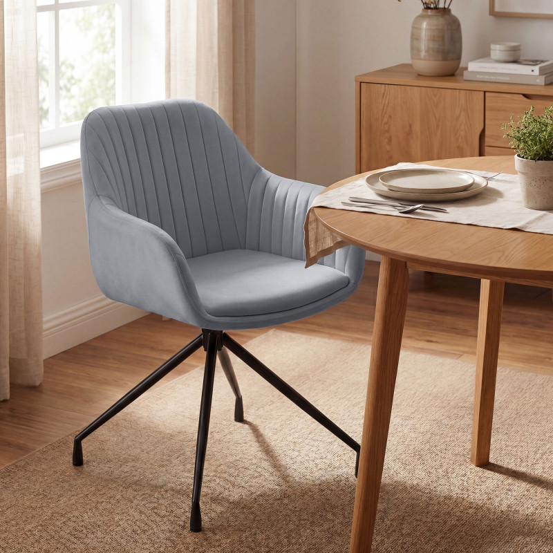 Ensemble de 2 chaises de salle à manger Novanis en velours gris foncé