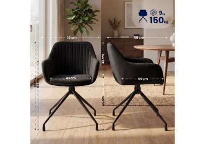 Ensemble de 2 chaises de salle à manger Novanis en velours noir