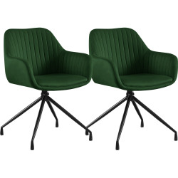Ensemble de 2 chaises de salle à manger Novanis en velours vert