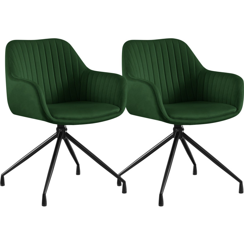 Ensemble de 2 chaises de salle à manger Novanis en velours vert
