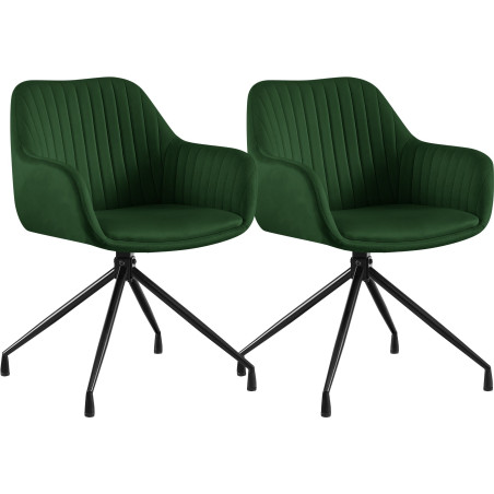 Ensemble de 2 chaises de salle à manger Novanis en velours vert