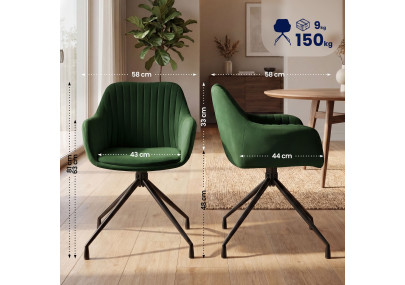 Ensemble de 2 chaises de salle à manger Novanis en velours vert