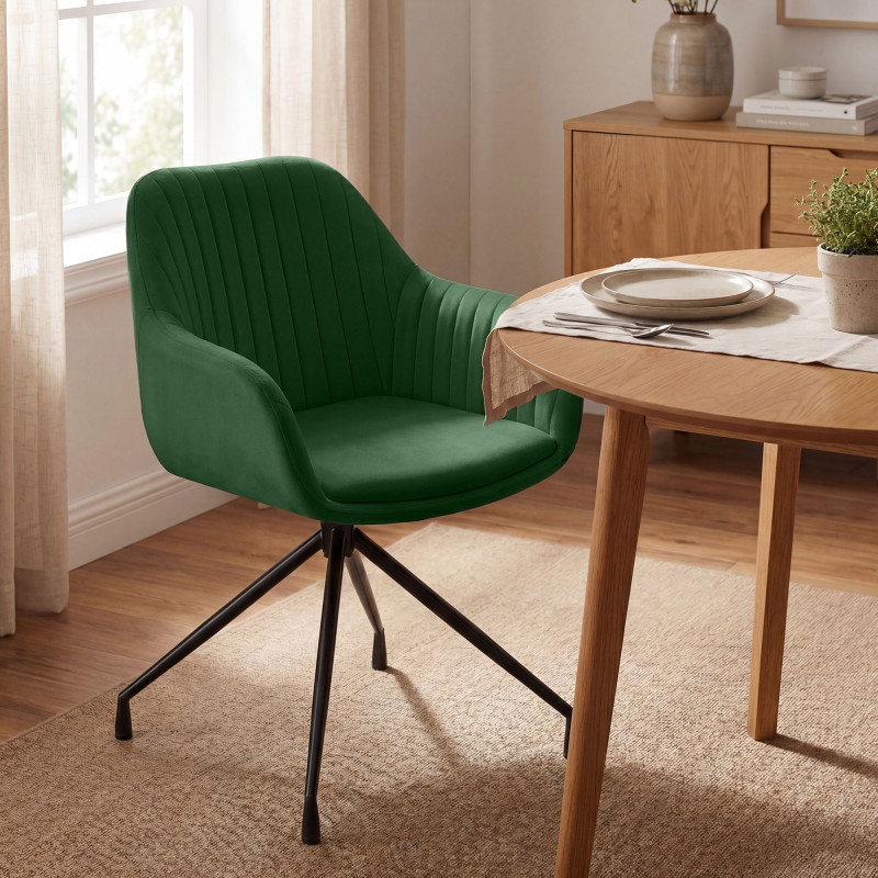 Ensemble de 2 chaises de salle à manger Novanis en velours vert