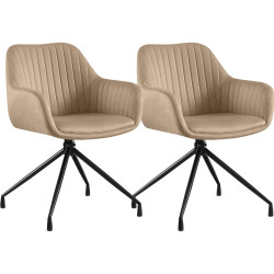 Ensemble de 2 chaises de salle à manger Novanis en velours taupe