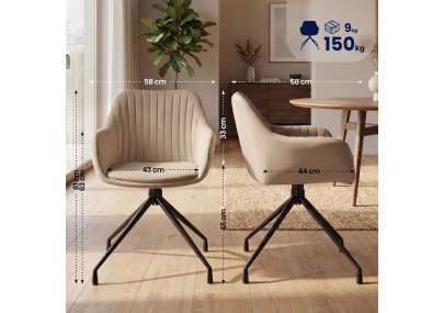 Ensemble de 2 chaises de salle à manger Novanis en velours taupe