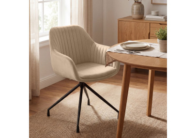 Ensemble de 2 chaises de salle à manger Novanis en velours taupe
