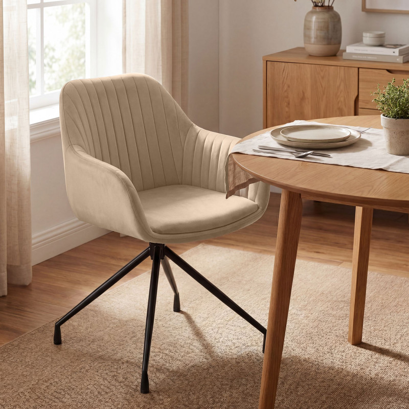 Ensemble de 2 chaises de salle à manger Novanis en velours taupe