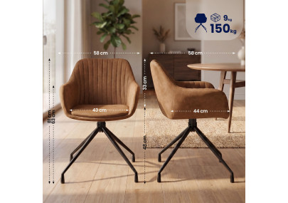 Ensemble de 2 chaises de salle à manger vintage Novanis marron clair