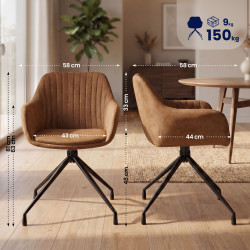 Ensemble de 2 chaises de salle à manger vintage Novanis marron clair