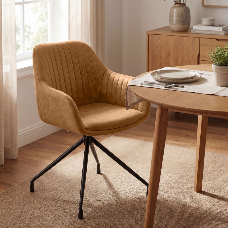 Ensemble de 2 chaises de salle à manger vintage Novanis marron clair