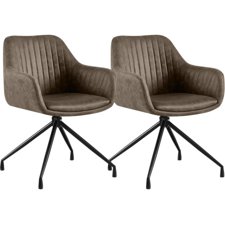 Ensemble de 2 chaises de salle à manger vintage Novanis grises
