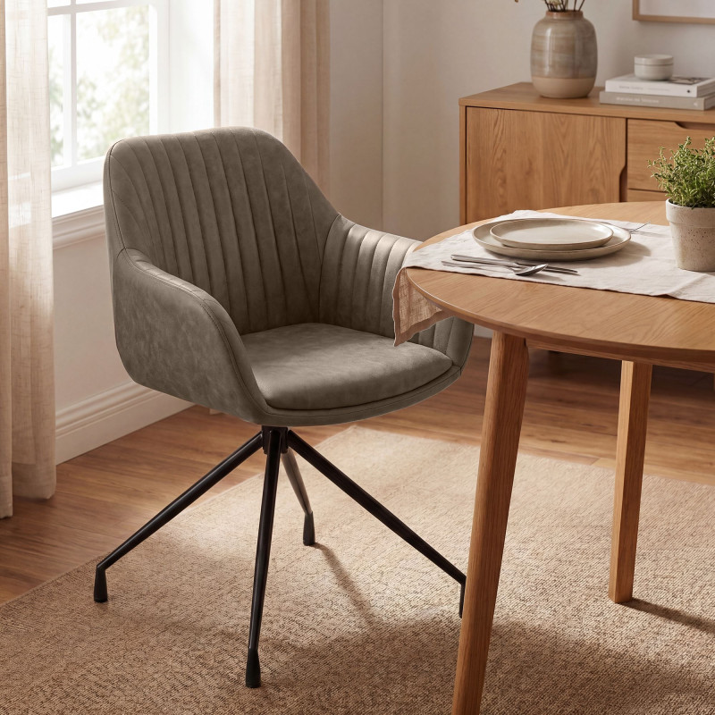 Ensemble de 2 chaises de salle à manger vintage Novanis grises