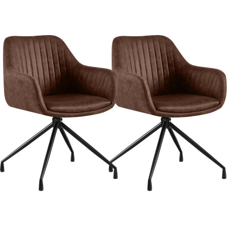 Ensemble de 2 chaises de salle à manger vintage Novanis marron foncé