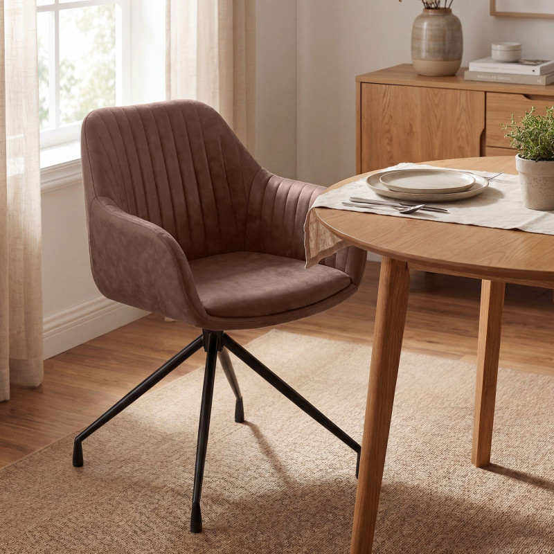 Ensemble de 2 chaises de salle à manger vintage Novanis marron foncé