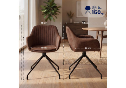 Ensemble de 2 chaises de salle à manger vintage Novanis marron foncé