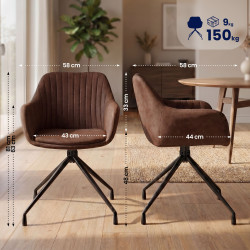 Ensemble de 2 chaises de salle à manger vintage Novanis marron foncé
