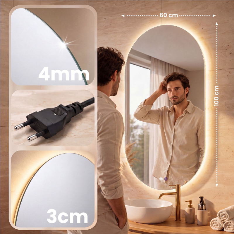 Miroir de salle de bain Barbora 60x100 cm