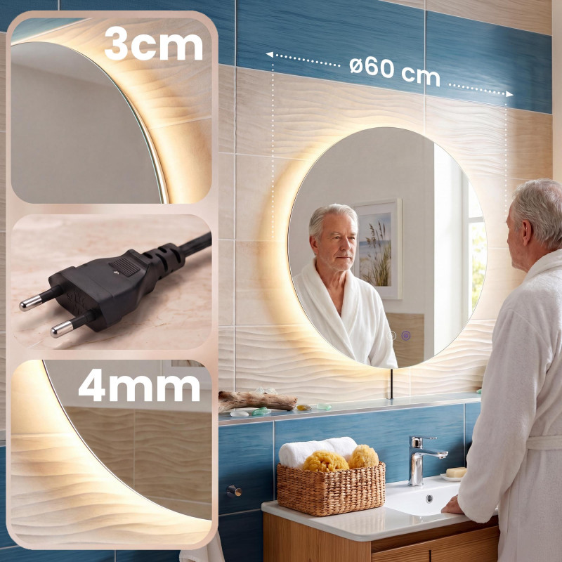 Miroir de salle de bain Vendula 60 cm