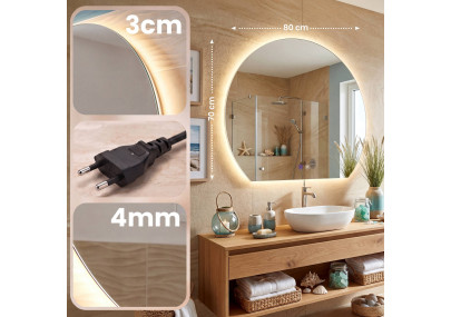 Miroir de salle de bain Baloni 80 cm