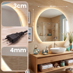 Miroir de salle de bain Baloni 80 cm