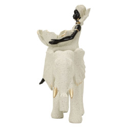 Sculpture ethnique Femme africaine sur éléphant 29 x 13 x 29 cm