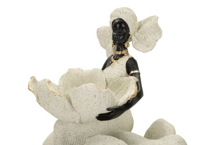 Sculpture ethnique Femme africaine sur éléphant 29 x 13 x 29 cm