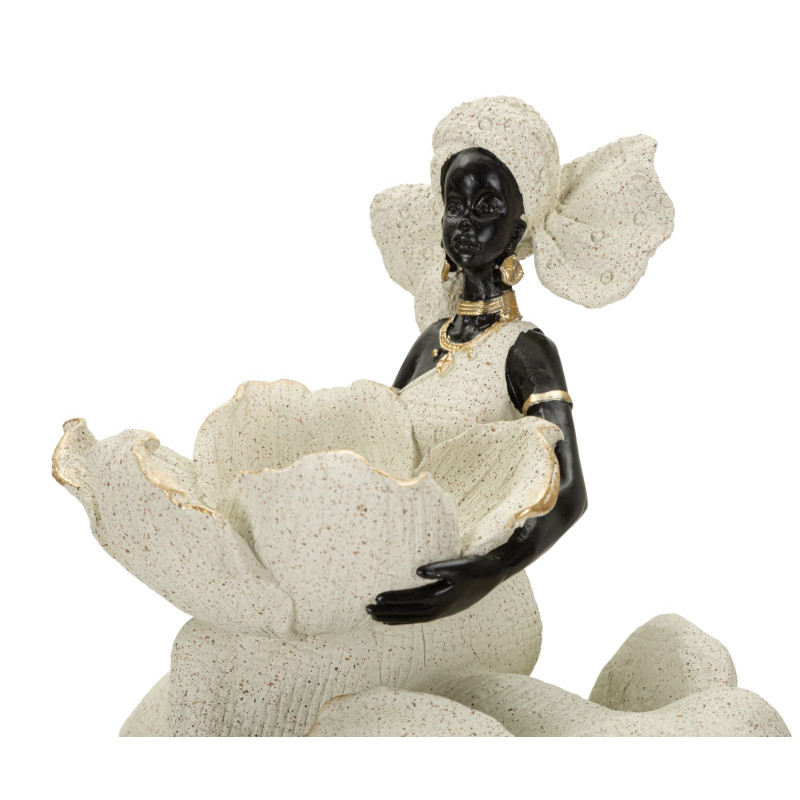 Sculpture ethnique Femme africaine sur éléphant 29 x 13 x 29 cm