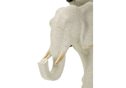 Sculpture ethnique Femme africaine sur éléphant 29 x 13 x 29 cm