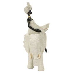 Sculpture ethnique Femme africaine sur éléphant 50 x 16 x 34 cm