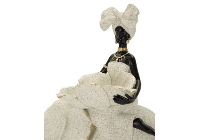 Sculpture ethnique Femme africaine sur éléphant 50 x 16 x 34 cm