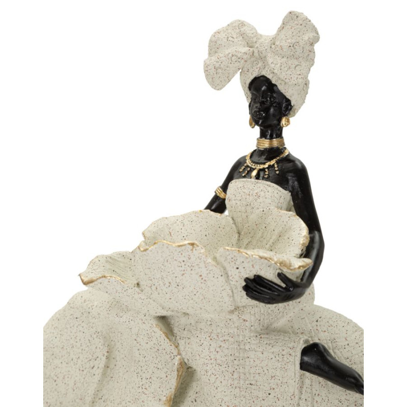 Sculpture ethnique Femme africaine sur éléphant 50 x 16 x 34 cm
