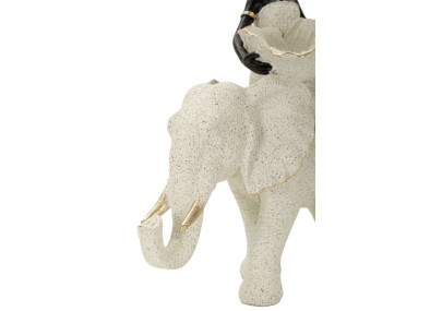 Sculpture ethnique Femme africaine sur éléphant 50 x 16 x 34 cm