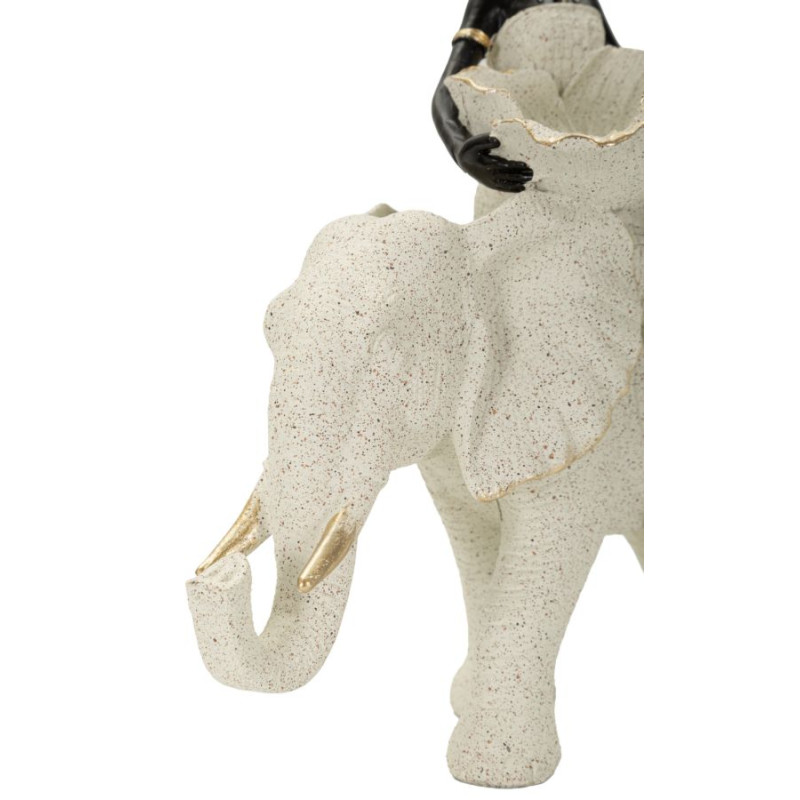 Sculpture ethnique Femme africaine sur éléphant 50 x 16 x 34 cm