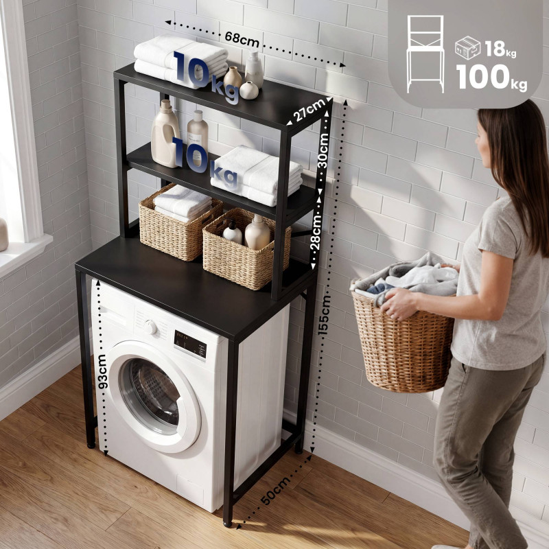 Étagère pour machine à laver Torbay noir