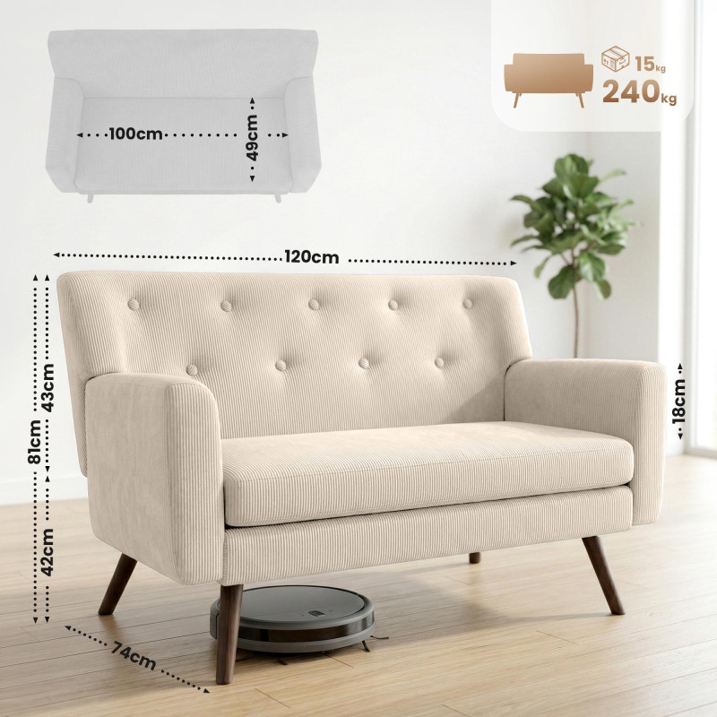 Canapé Kioni Cord, crème