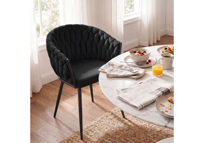Chaise de salle à manger Molise en velours noir