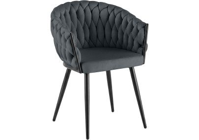 Silla de comedor Molise en terciopelo gris oscuro