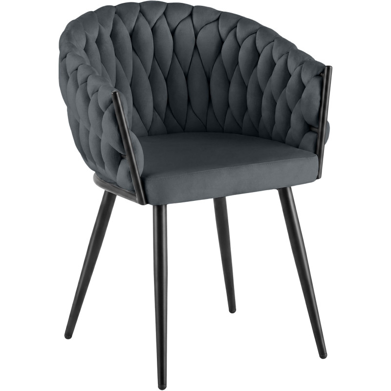 Chaise de salle à manger Molise en velours gris foncé
