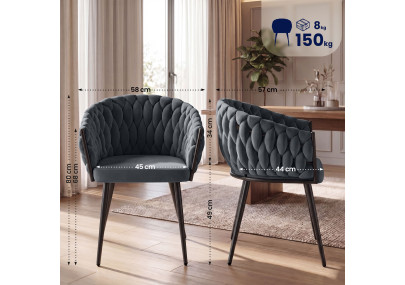Silla de comedor Molise en terciopelo gris oscuro