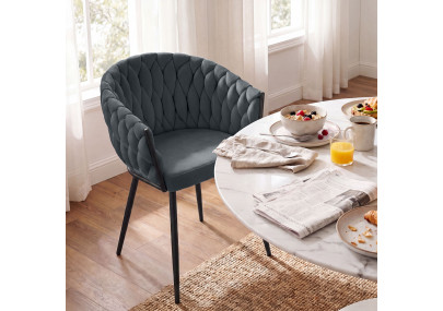 Chaise de salle à manger Molise en velours gris foncé