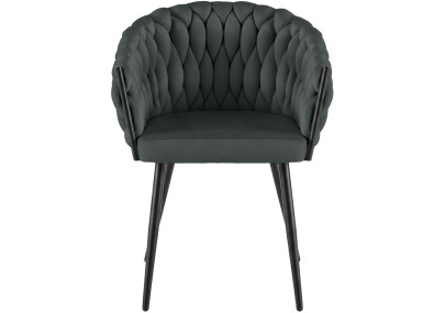 Chaise de salle à manger Molise en velours gris foncé