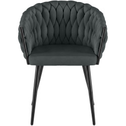 Silla de comedor Molise en terciopelo gris oscuro