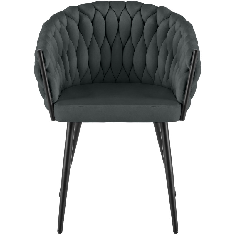 Chaise de salle à manger Molise en velours gris foncé